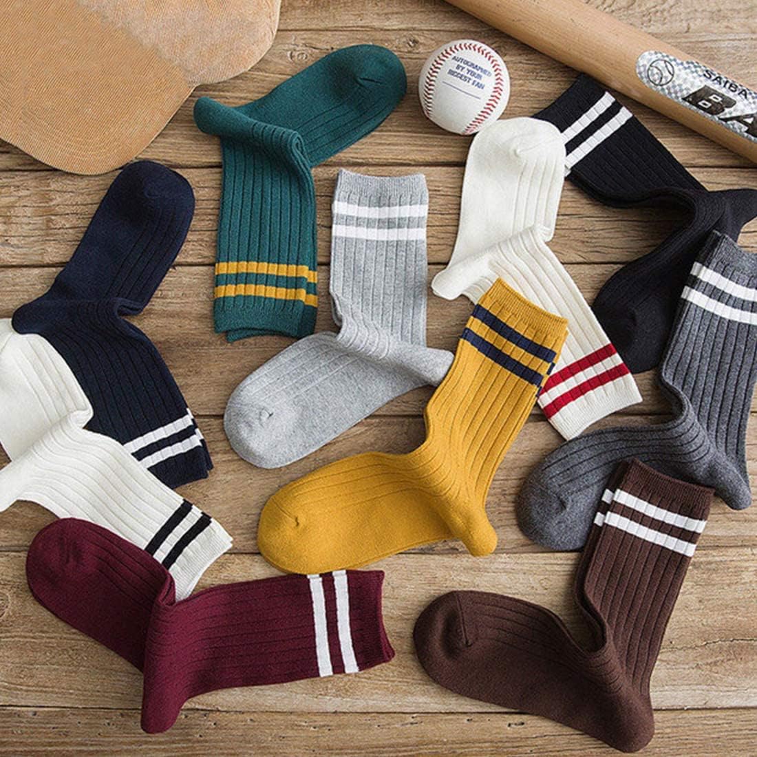 Striped Crew Socks 10 Pairs Retro Cute Long Tube Crew Socks for Women - Image 6