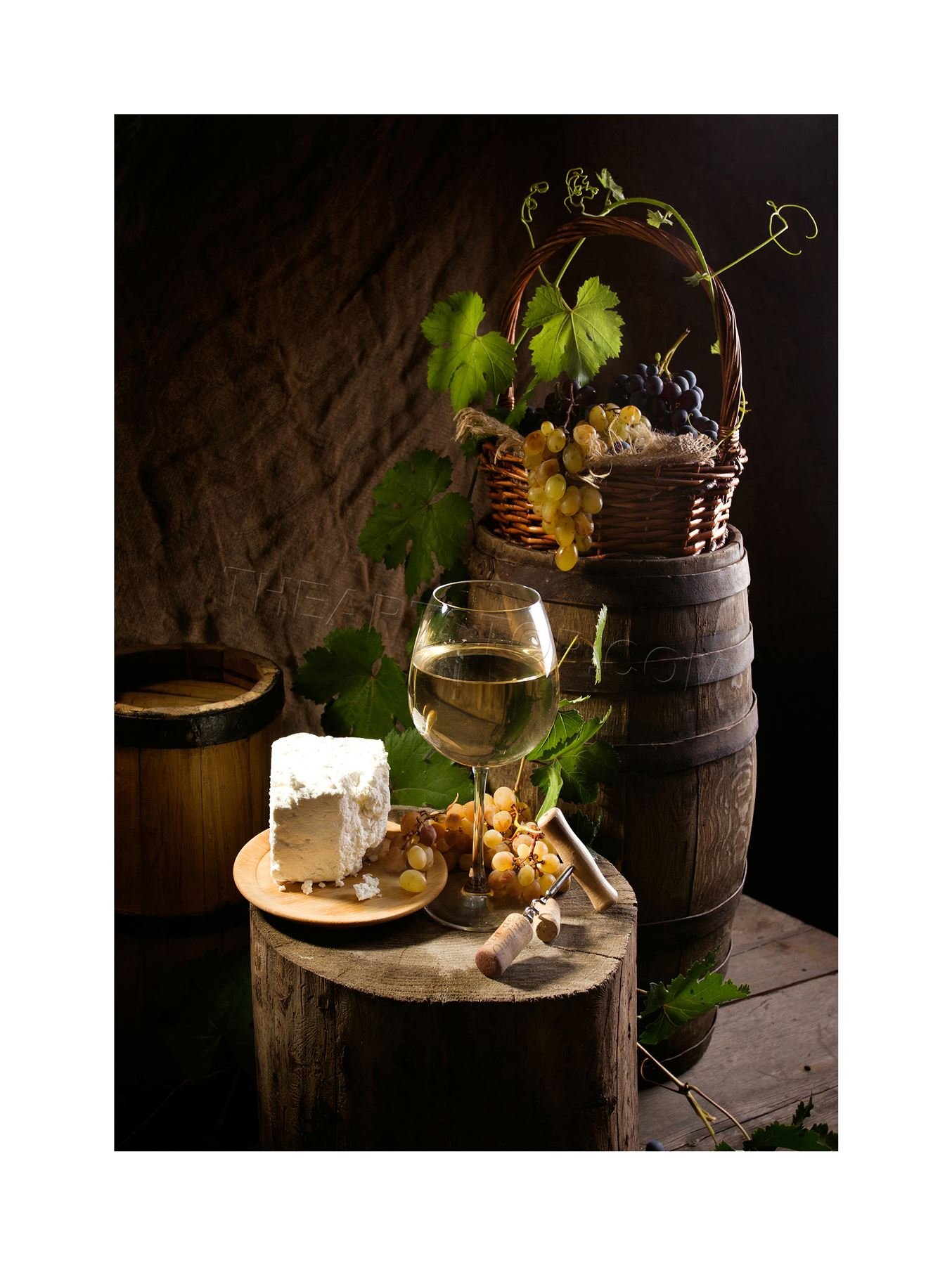 Wee Blue Coo Food Drink Photo Wine Grapes Cheese Cafã‰ Restaurant Wall Art Print