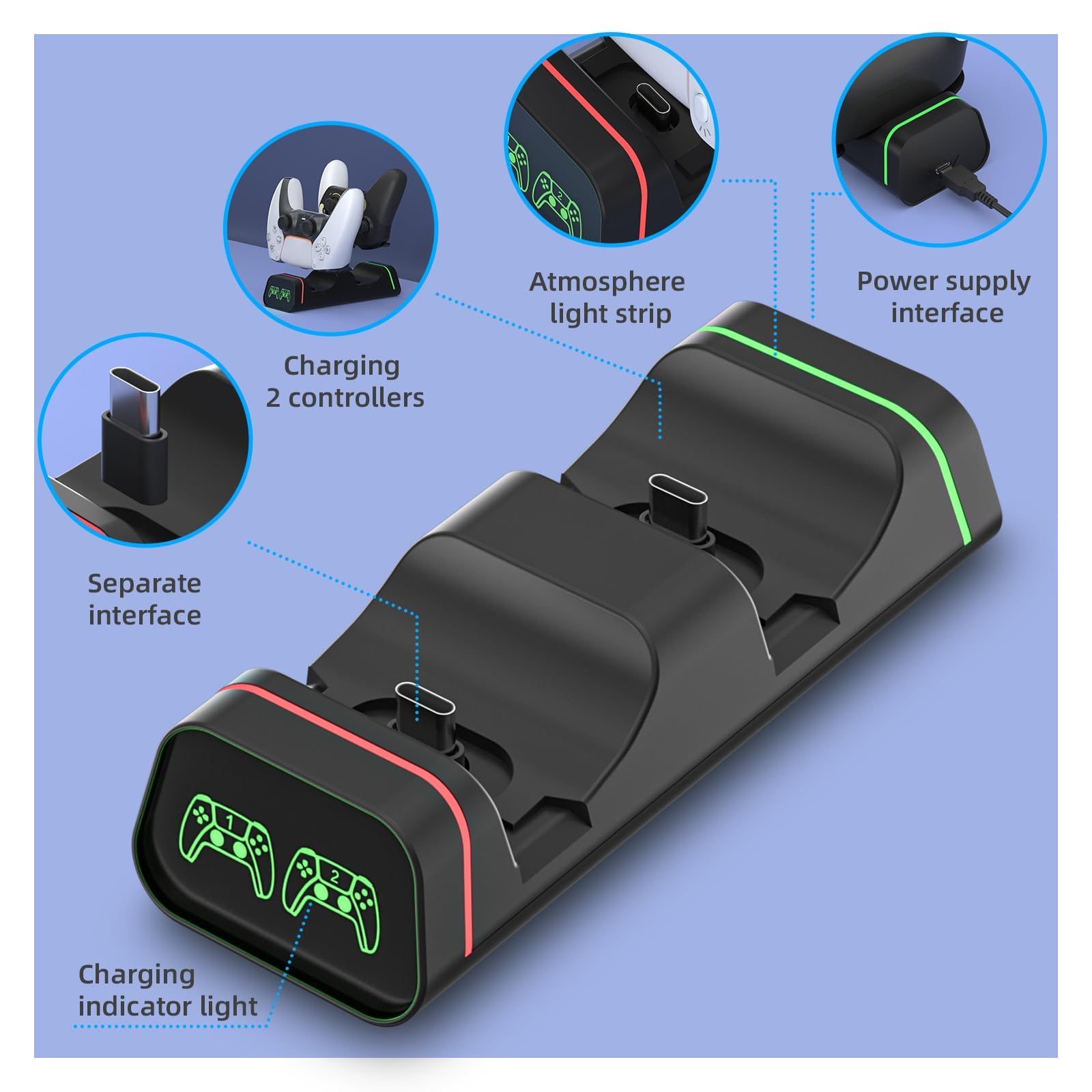 Station de charge pour manette Switch Pro, station de charge pour manette Xbox Series S/X, station de charge pour contrôle PS5, Nintendo Switch Pro (pas pour Power A)