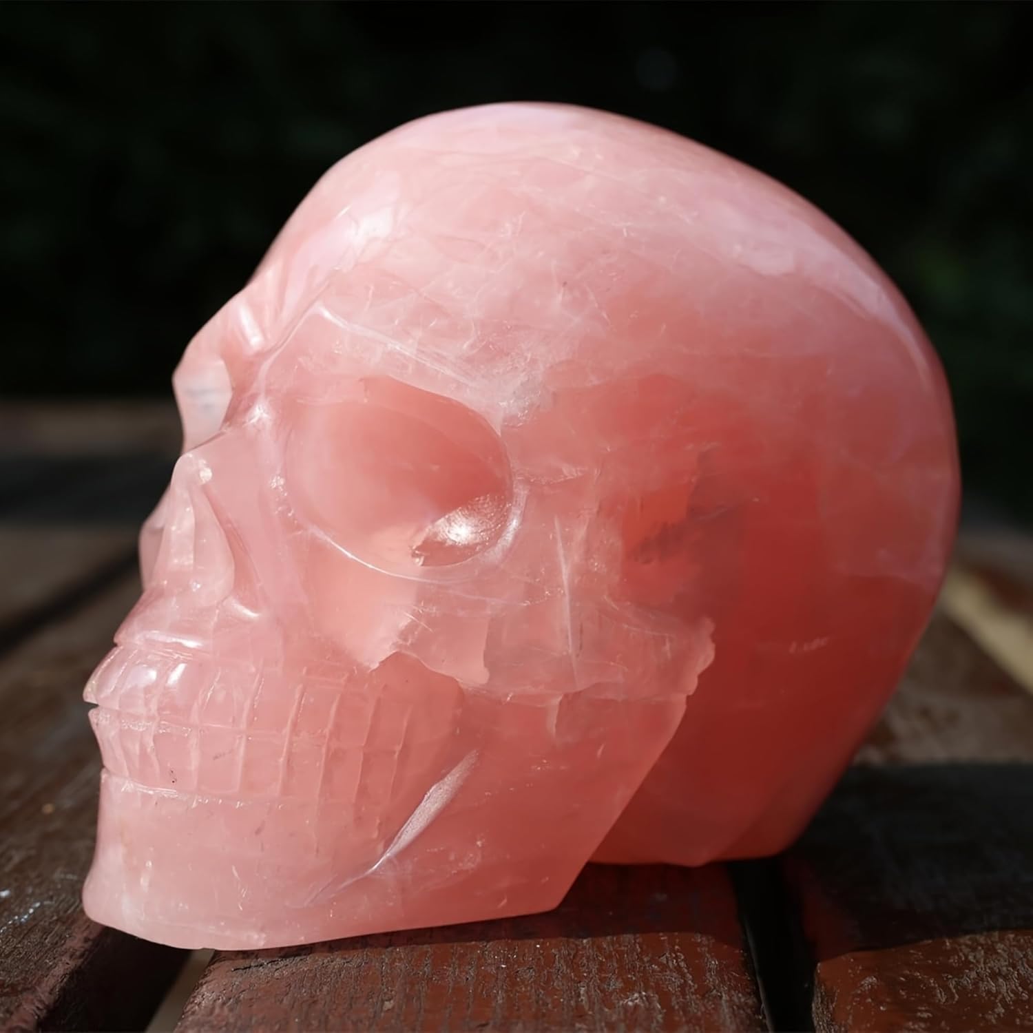 Large Natural Rose Quartz Crystal Carved Skull - 1Pc 3.5"-4" Hand-Carved Crystal Skull Statue, Spiritual Crystals for Home Office Spiritual Decor