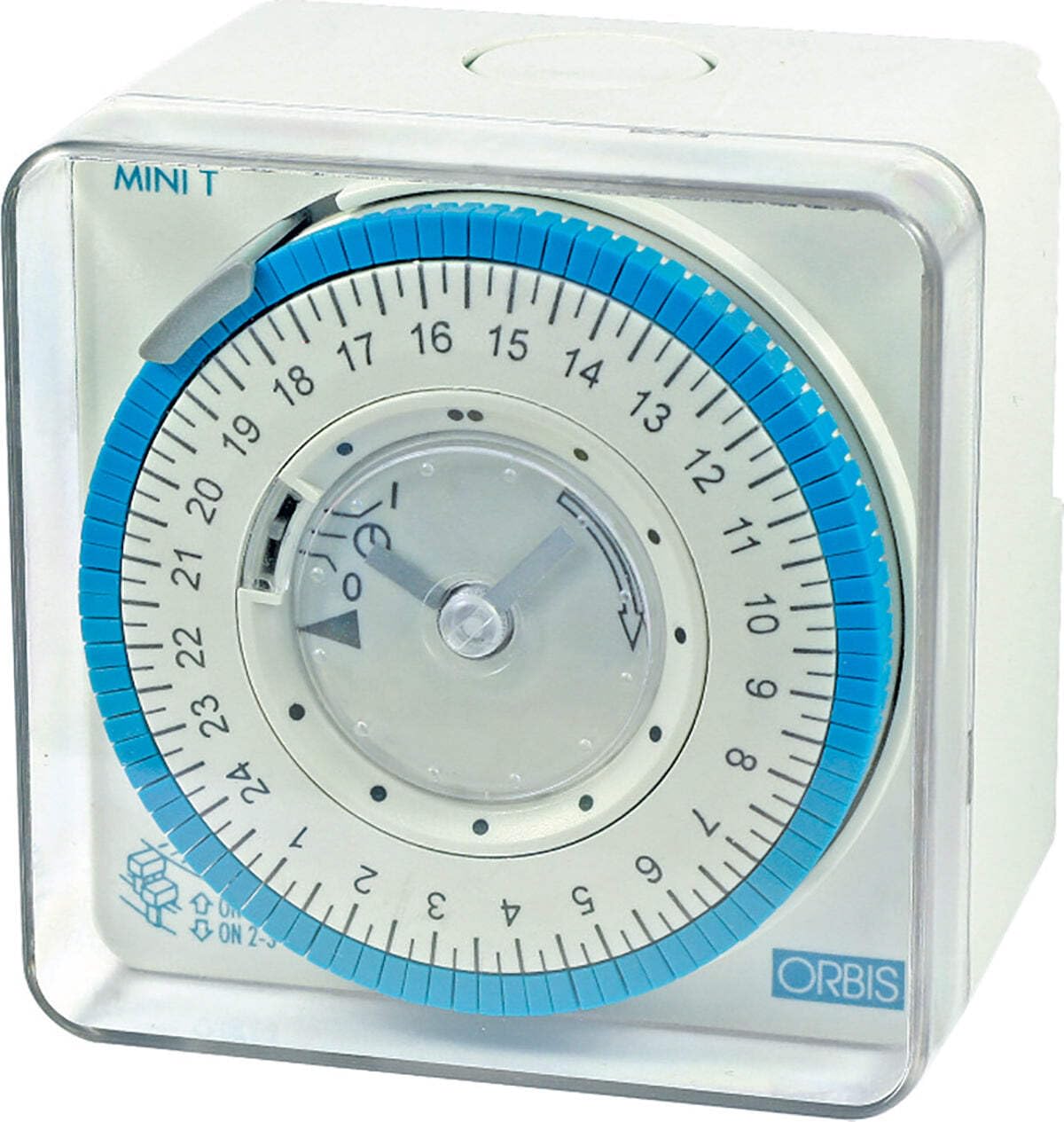 MINI T-QRD 250V.INTERRUPTOR HORARIO ANALOGICO.MONTAJE TRASCUADRO.ESFERA 24 H 16(4) A.RESERVA >100 H