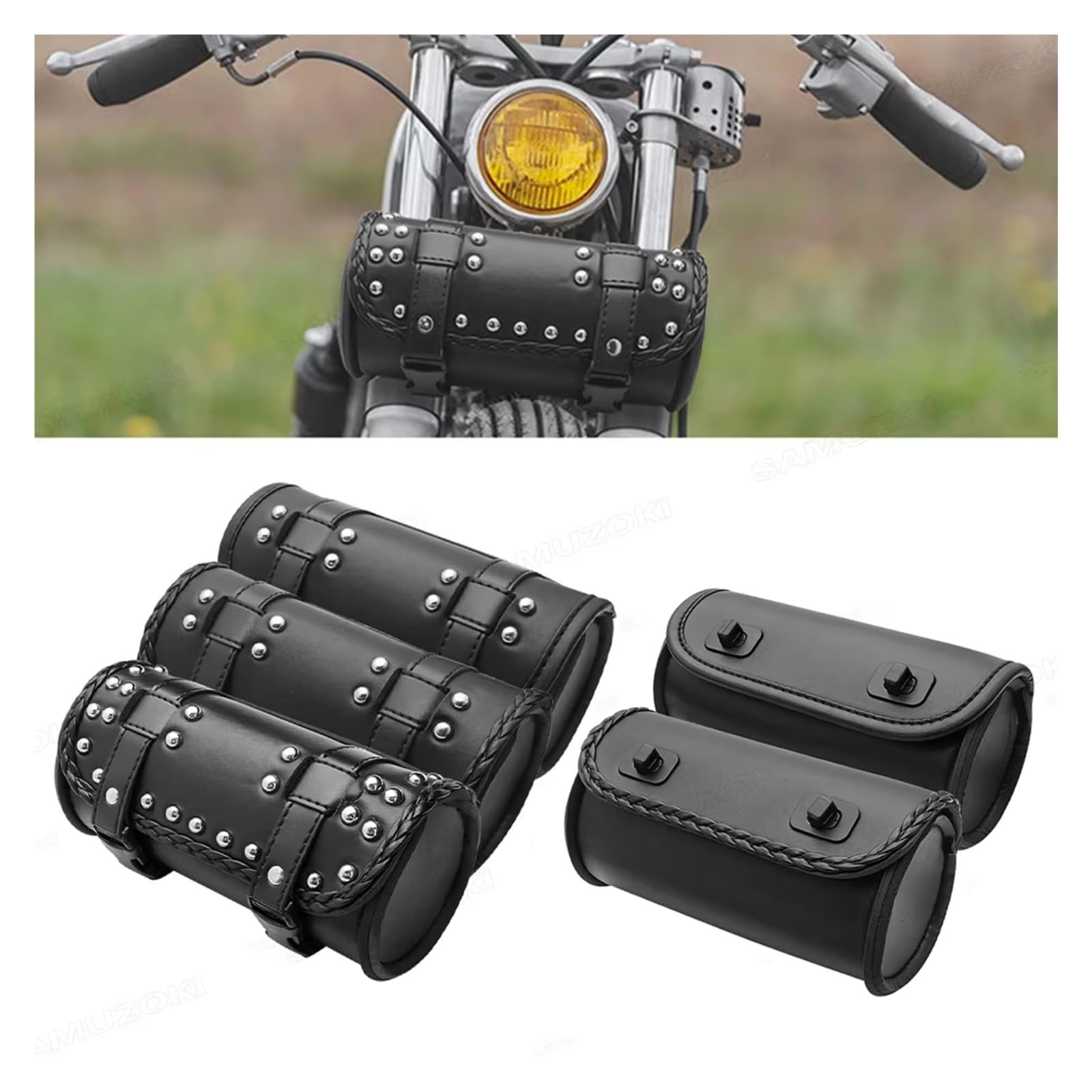 Compatibile Con Chopper Per Bobber 1 Pz Borsa Attrezzi Moto Forcella Anteriore Manubrio Laterale Roll Barrel Racing Coda Di Stoccaggio Sacche Moto