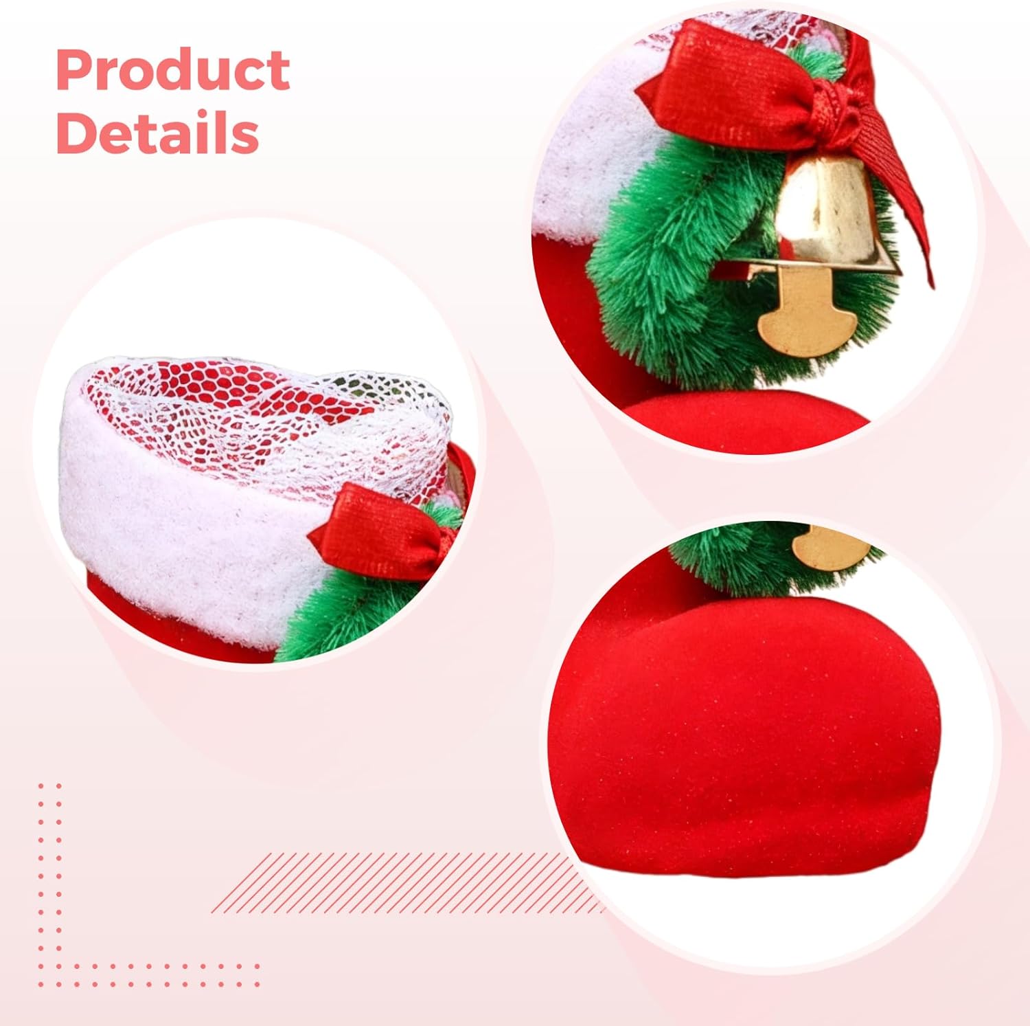 24 Mini Christmas Santa Boots with Bells, Red Plush Stockings, 2.4 X 1.6 X 2.4 Inch, Ornaments for Holiday Party, Tree, Home, Office Table Decor