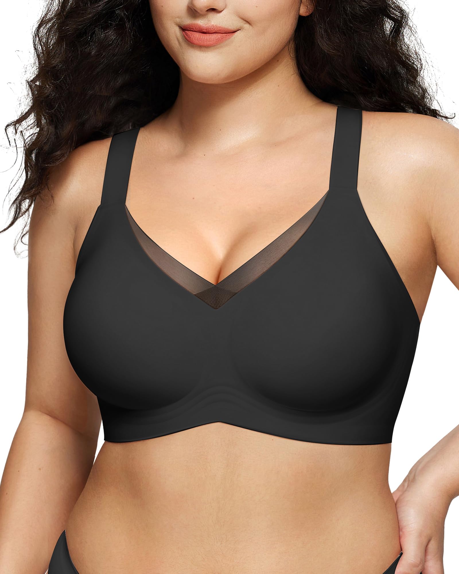 LetsJoli Lace V Seamless Bras for Women No Underwire Bralettes Push Up Wireless Supportive Full Coverage Everyday Bras
