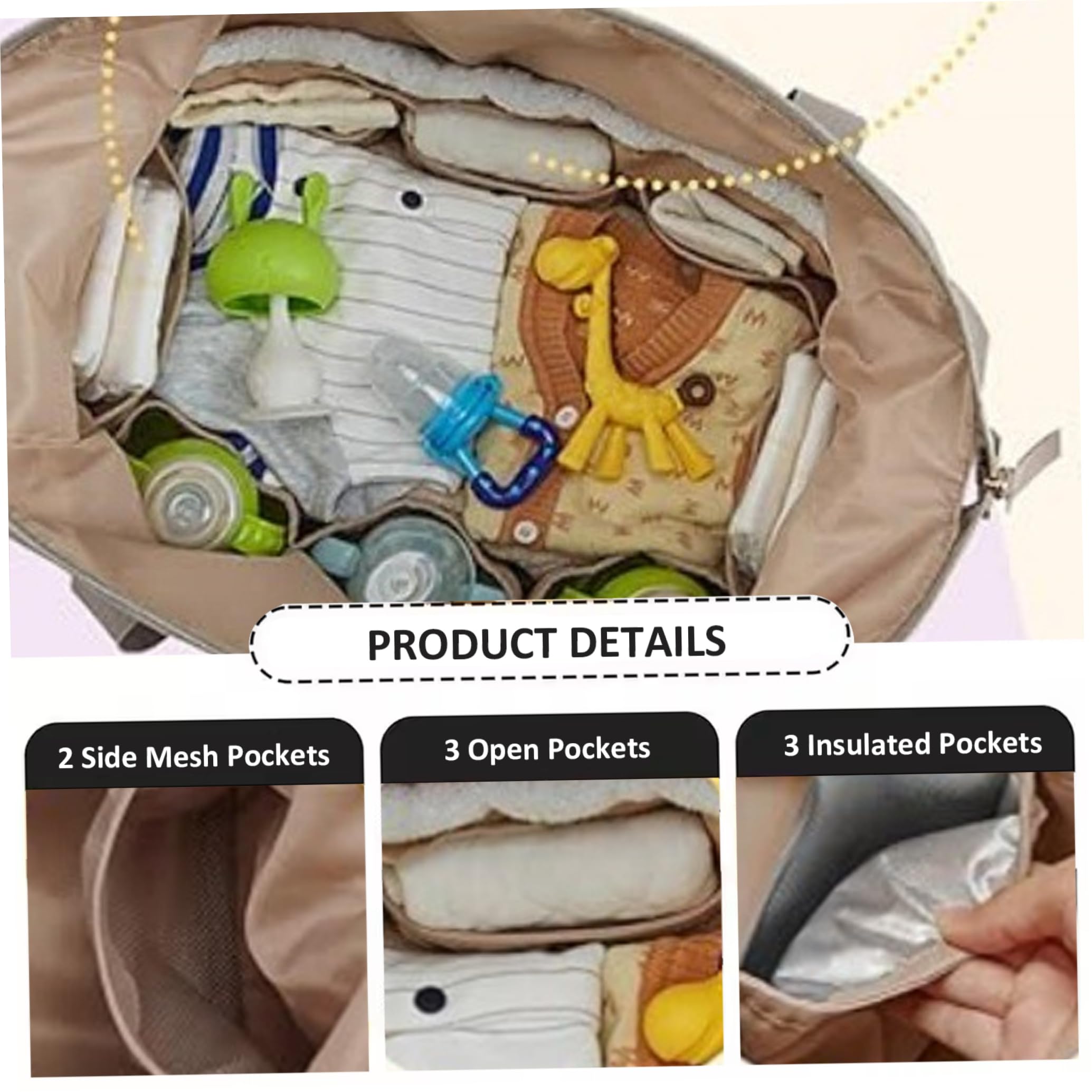 Borsa per pannolini con custodia rimovibile, tracolla regolabile, per viaggio