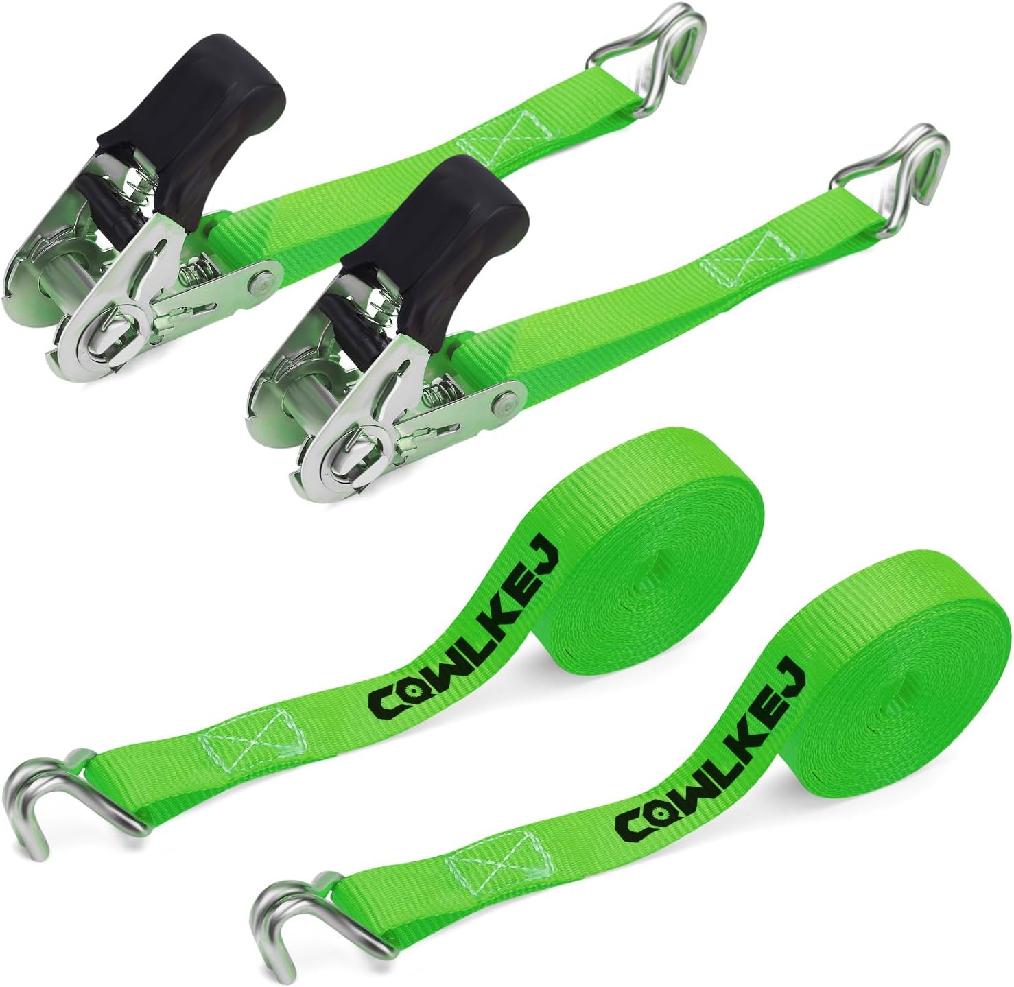 Ratchet Tie Down Straps 4 Pack, Ohuhu 4.6m 680kg Break Strength Tie