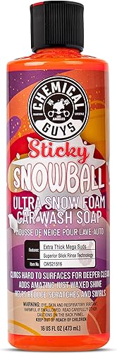 Chemical Guys CWS21516 - Jabón de espuma ultra nieve Sticky Snowball para lavar el auto (funciona con cañones de espuma o cubos de lavado), es