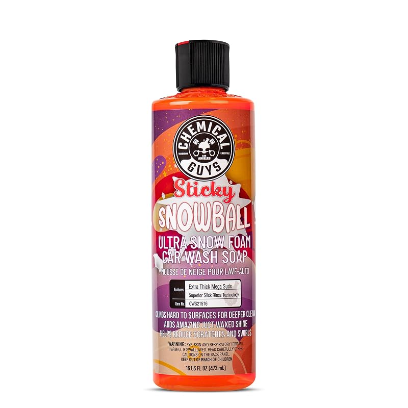 Shampoo automotivo Snow Foam concentrado Chemical Guys Sticky Snowball, aroma cereja, frasco de 480 mL