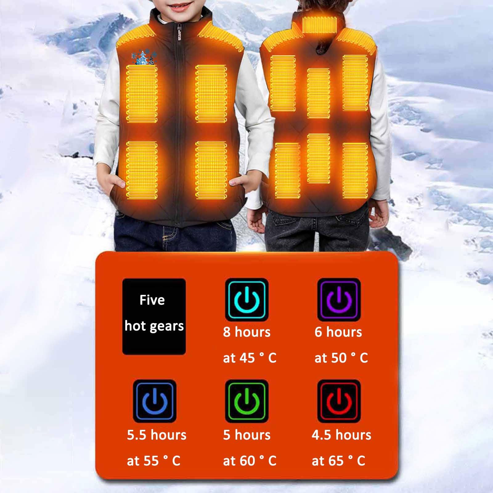 Gilet Chauffant pour Enfants Veste Chauffante Electrique Garçons Filles USB avec 13 Zones de Chauffage Blouson Chauffant Enfant Veste Chauffante Doudoune imprimé Vêtements Chauffants Lavable