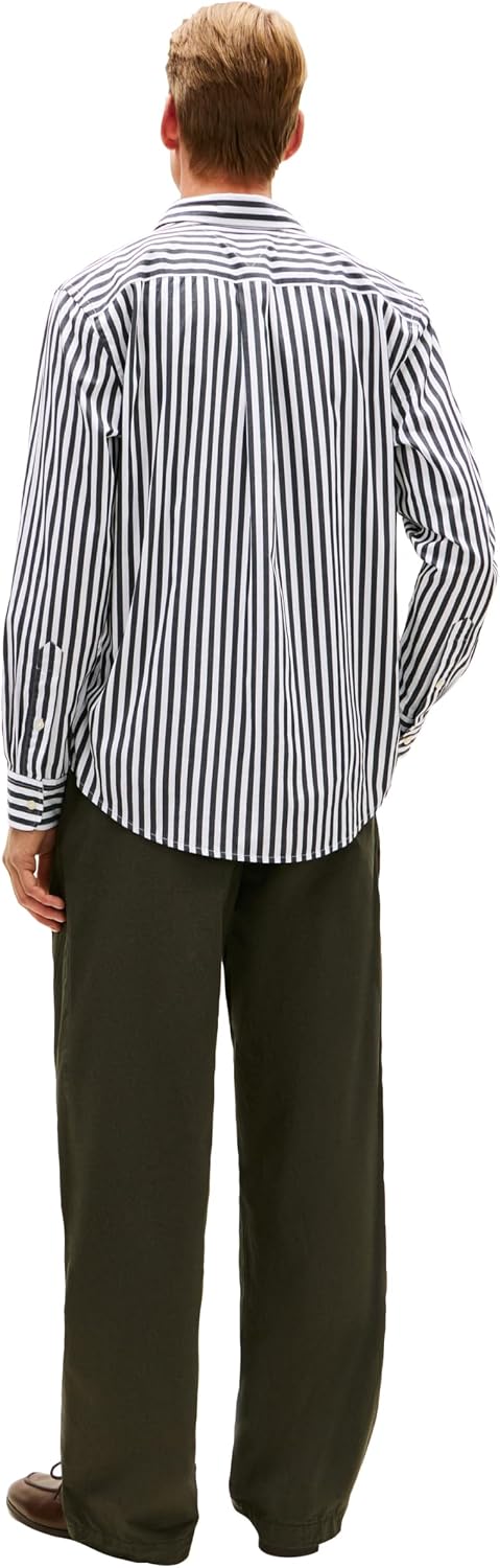 Tommy Hilfiger Mens Long Sleeve Poplin Shirts in Regular Fit, Men's Button Down Shirts, Also Available in Big and Tall