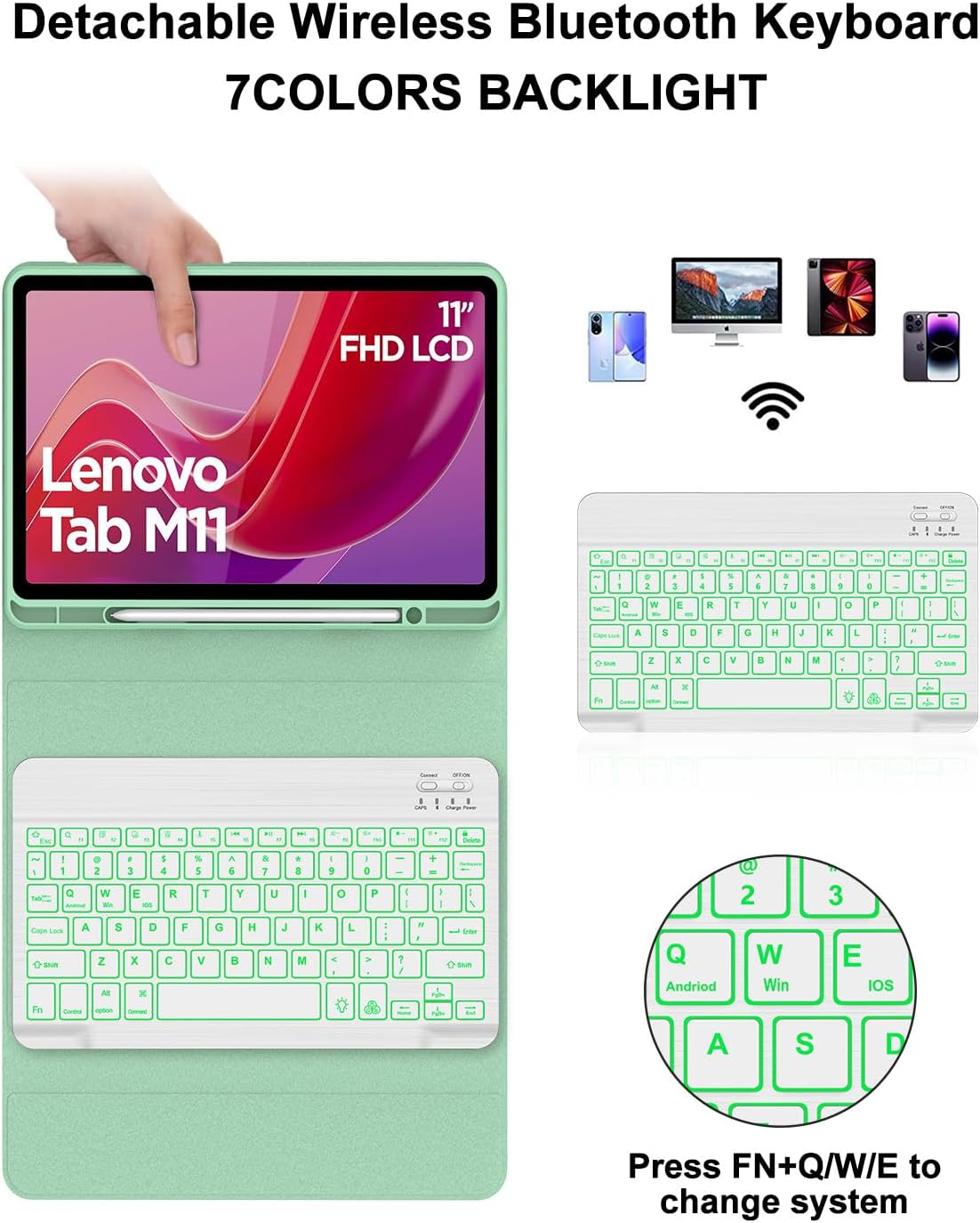 IVEOPPE Keyboard Case for Lenovo Tab M11 / Tab K11 LTE 2024 11 Inch image 3