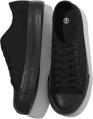 Uoidru White Tennis Canvas Shoes for Women Black Canvas Sneakers Womens Fashion Sneakers Classic Lace Up Walking Shoes