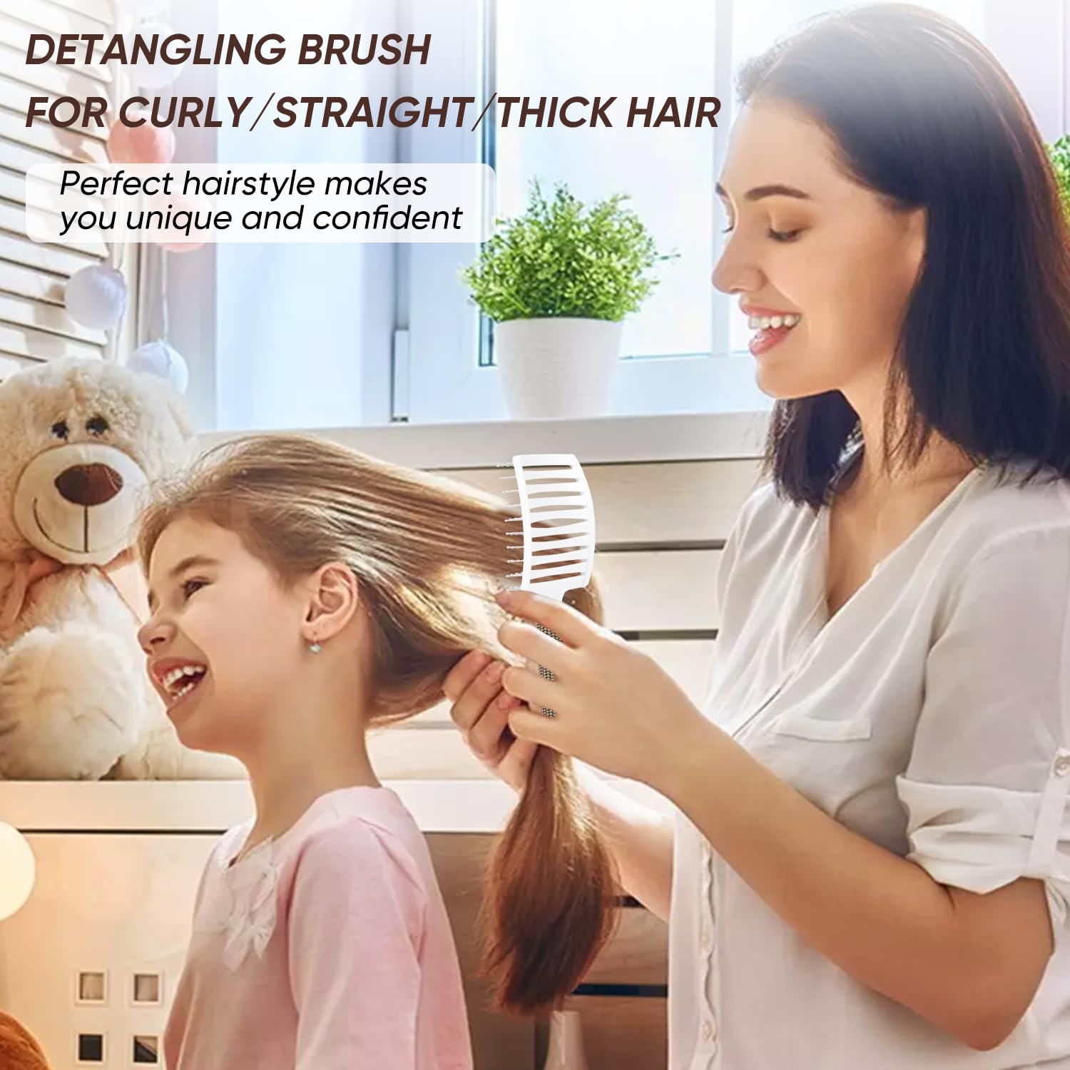 Haarbürsten für schnelleres Föhnen, gebogene belüftete Haarbürste für Damen, Herren, Kinder, professionelle Entwirrungsbürste für trockenes, nasses, dickes, lockiges, glattes Haar (2 Stück,
