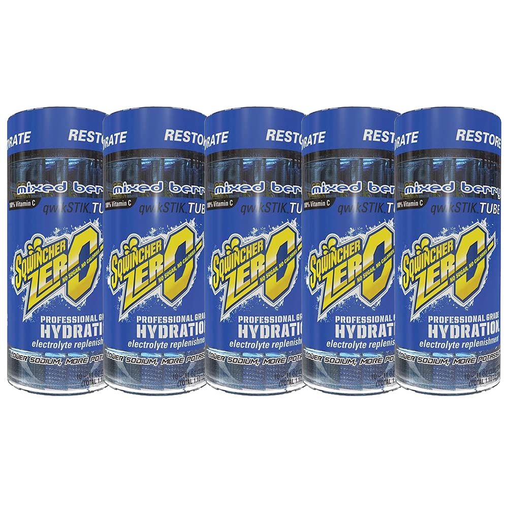 Sqwincher ZeroQwik Stik Sugar Free Electrolyte Powdered Drink Mix Low Calorie - Assorted Flavors And Sizes (Mixed Berry, 50 Sticks)