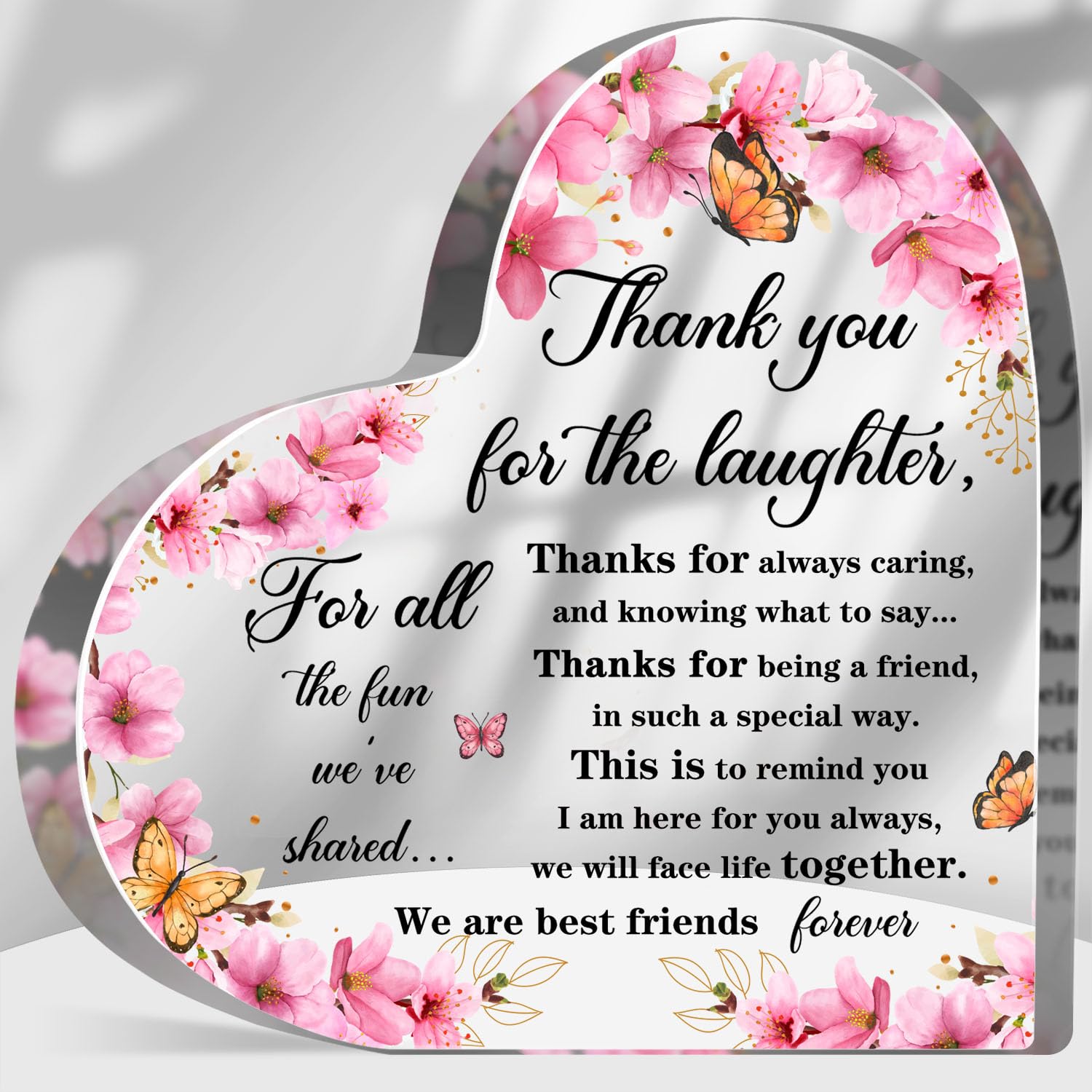 Tillfuru Friendship Thank You Gifts for Women Best Friends Forever Plaque for Her Bestie Birthday Gifts Acrylic Heart Decoration for Home Best Friend Forever Plaque Gifts for Bestie