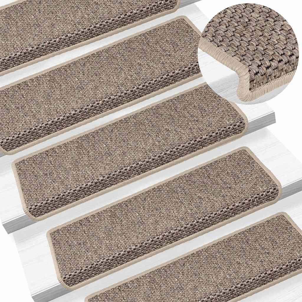 Générique Naklejki na schody 30 sztuk 65x21x4 cm Ciemnobeżowa, antypoślizgowa tkanina sizalowa, nadająca się do prania i składania, chronią stopnie przed poślizgiem i zużyciem, z tasiemkami