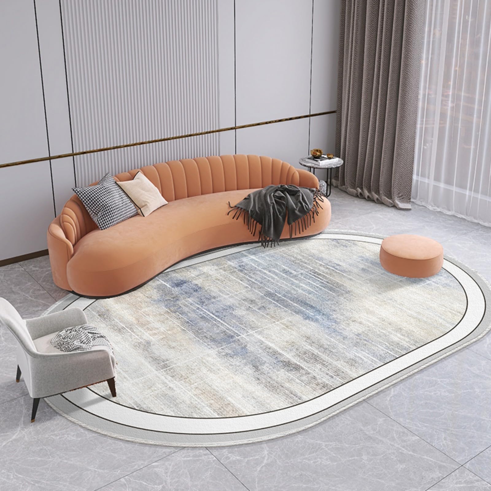 Tapis doux de salon luxueux design raffiné 80x160 cm pour espace nuit et dressing