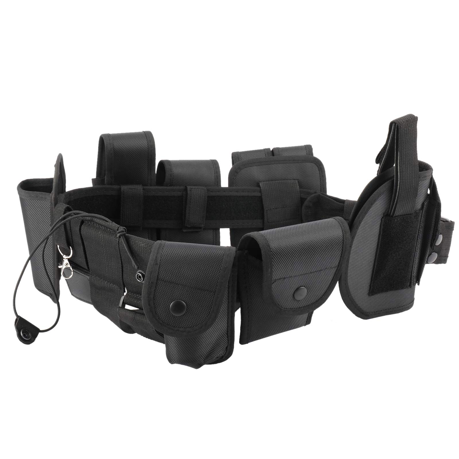 Sparkfire 10 in 1 Black Law Enforcement Modular Equipment System Police Security Military Tactical Duty Utility Belt with 9 Components Pouches Bags Holster Gear
