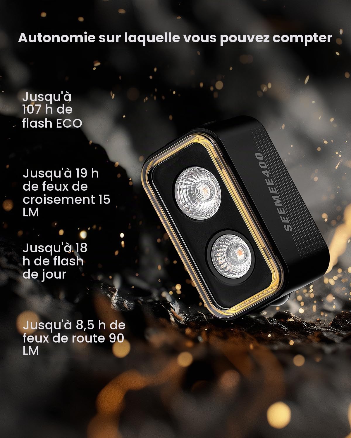 Magicshine Feu arrière de vélo SEEMEE 400, 400 lumens, Vision à 360°, capteur de freinage Intelligent, étanche IPX6, idéal pour Les Sorties Nocturnes