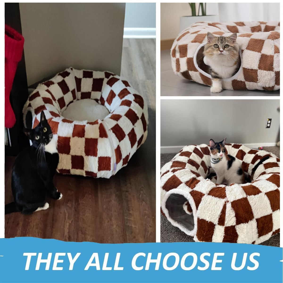 ERNAN Tubo Plegable Mascotas,Túnel para Gatos con 2 Formas,Cama para Túnel para Mascota, Conejos, Gatos y Perros, Interiores y Exteriores (Kaki)