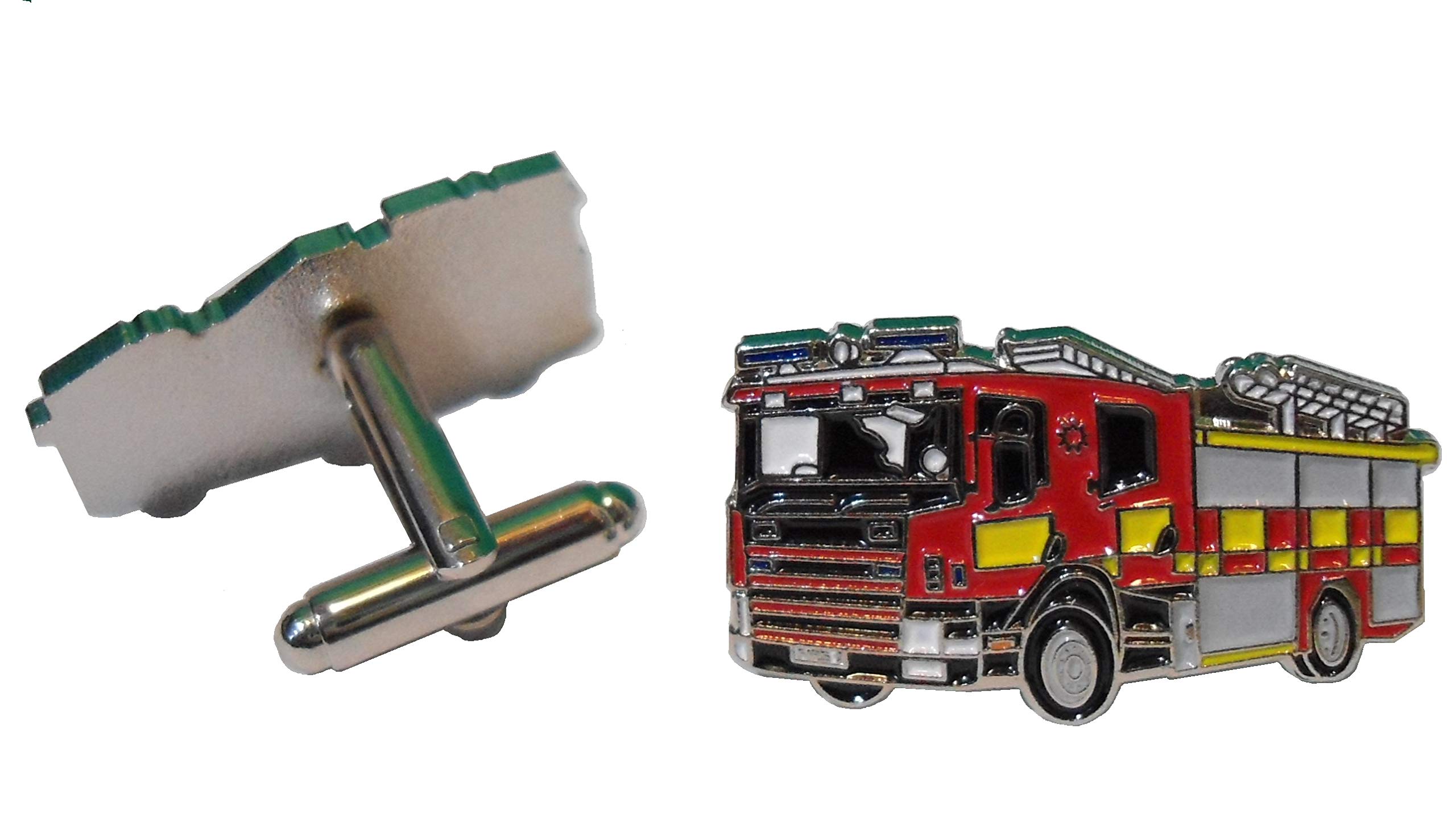 B4b Fire Engine Fire Brigade Fireman Emergency Service Metal Truck Cufflinks