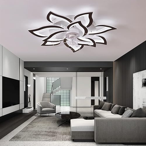 Miniatura 5 de Ventiladores de techo de 32 pulgadas con luces y control remoto, moderno ventilador de techo de montaje empotrado con luz LED regulable, 3