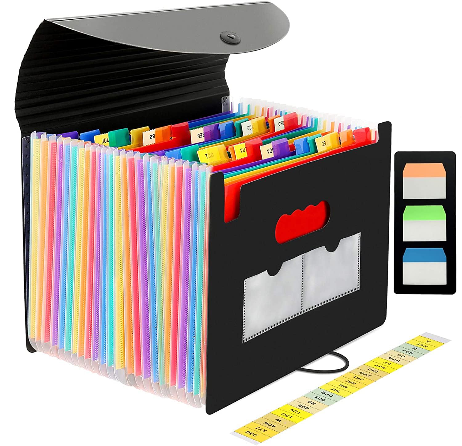 organiseur de documents A4 extensible avec 24 pochettes et intercalaires colorés – trieur avec couvercle pour bureau, école et maison