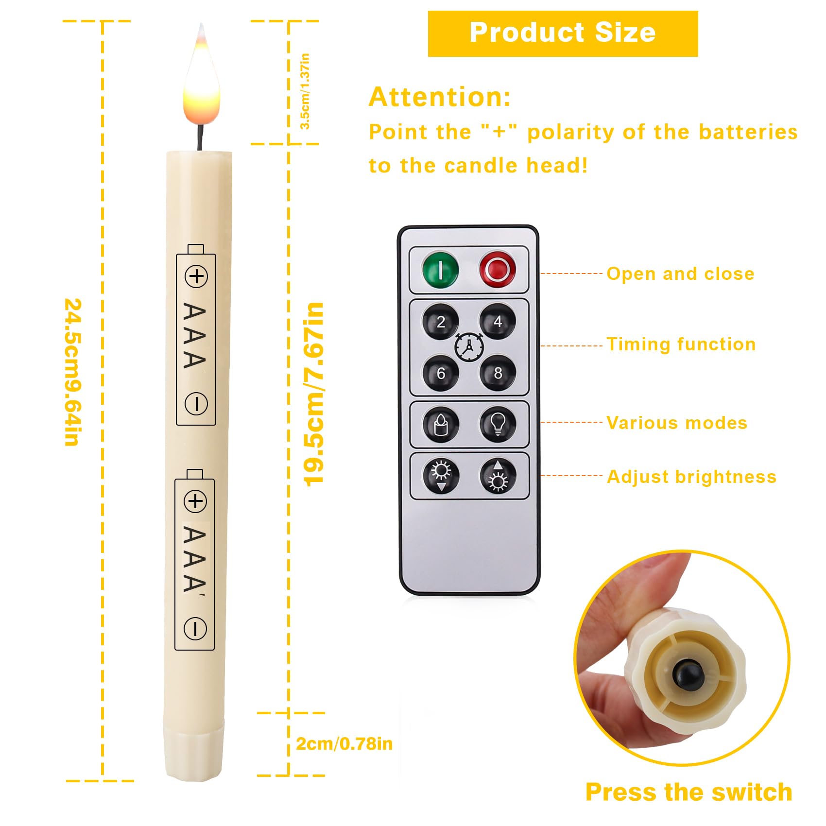 Candele a LED senza fiamma, con timer a distanza, funzionamento a batteria, tremolanti, con portacandele oro rimovibili, ottimo regalo per Natale, matrimonio, casa, cena, decorazione, set da
