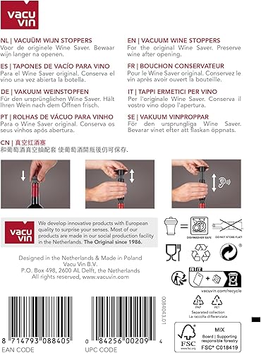 Miniatura 8 de Tapones para vino Vacu Vin cierre al vacío lote de 2 color gris juego de 2 Gris