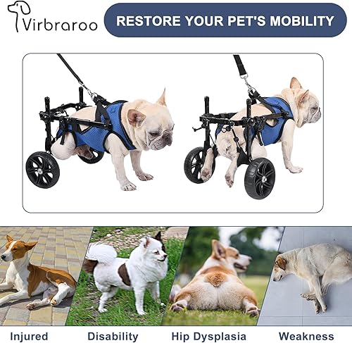 Miniatura 7 de Silla de ruedas para perro, silla de ruedas para perros para patas traseras, sillas de ruedas ajustables para perros 2023, ayudas de movilidad para