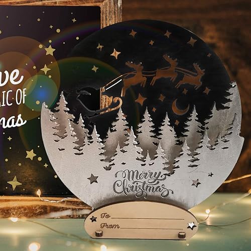 Miniatura 3 de SABA Home Decor Tarjetas de Navidad 3D de madera para regalo tarjeta de felicitación desplegable con felicitaciones personalizadas a tus amigos y