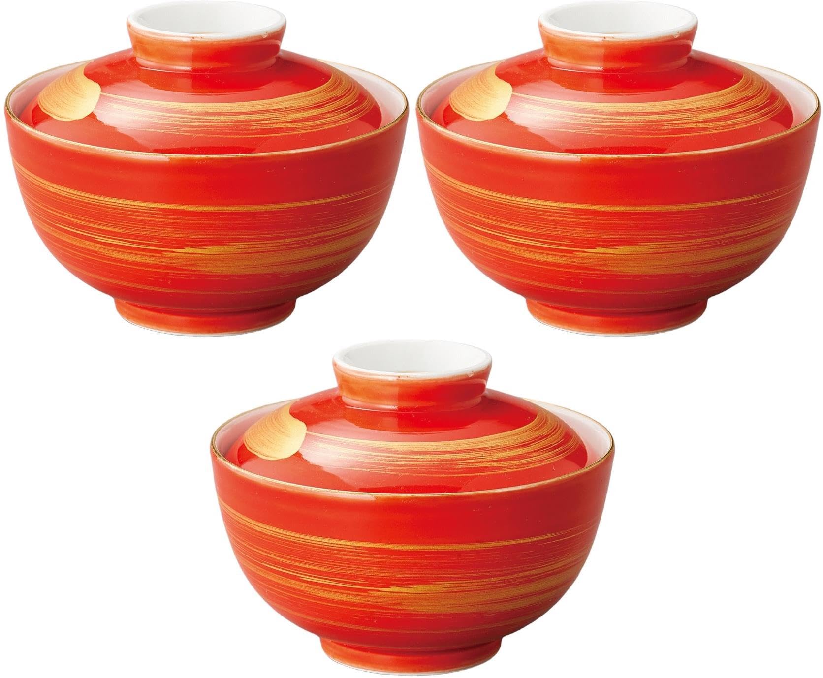 Amazon.co.jp: 3個セット 朱金刷毛目蓋向 [ 11×8.3cm ] | 蓋向