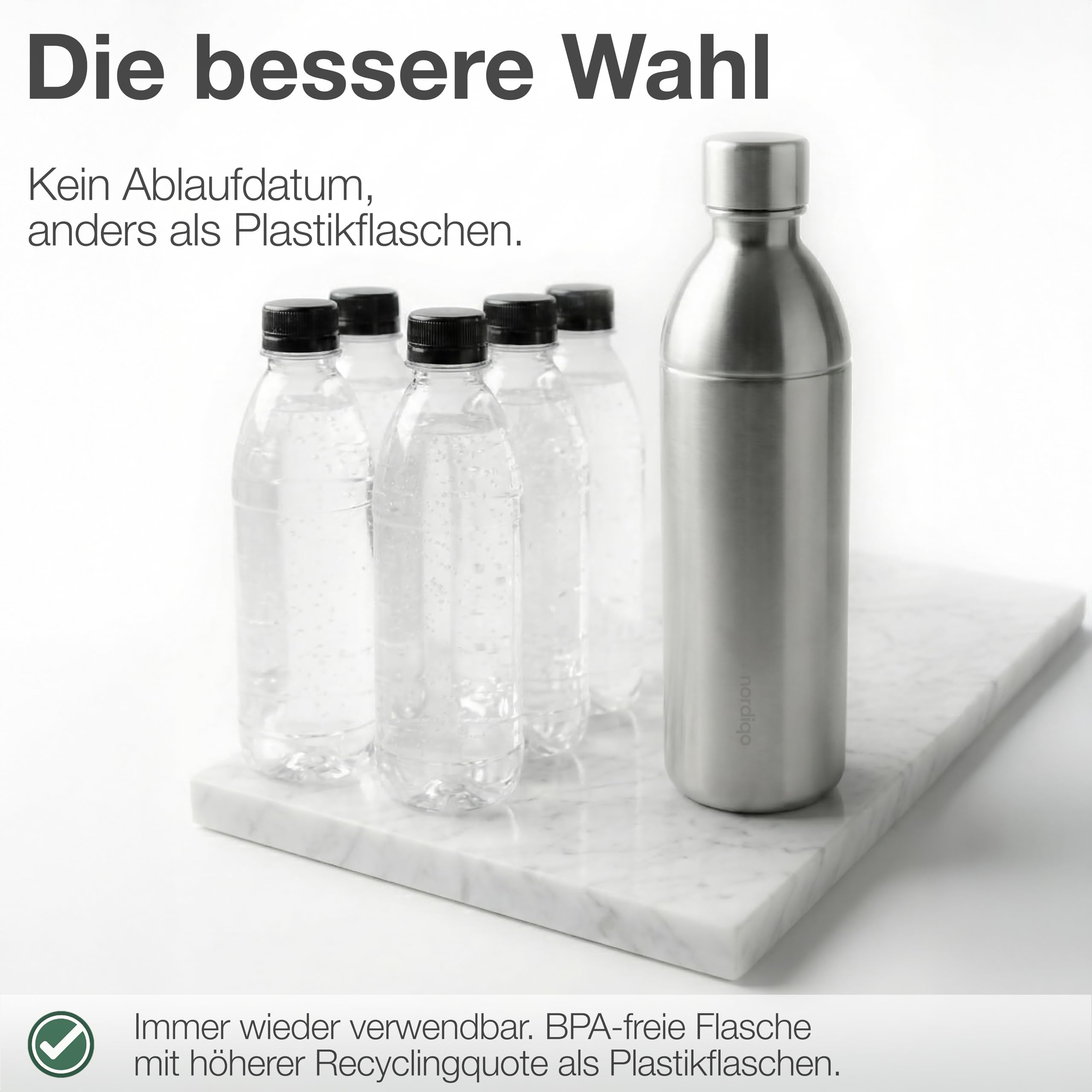 Edelstahlflasche 1.3L für Aarke Carbonator 3 & SMEG, 2-Set | BPA-frei. Auslaufsicher. Füllmarkierung innen & außen. Kein Ablauf. 1300ml. Anti-Fingerprint Stahl x 2