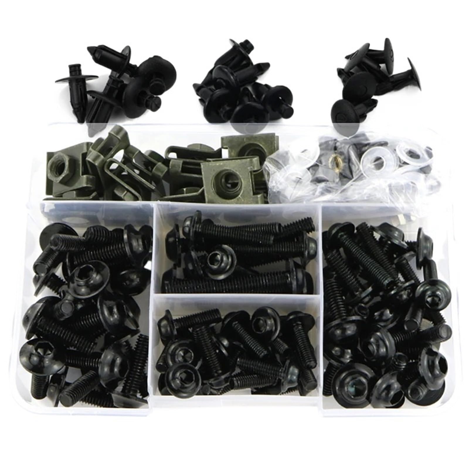 DGHBNP Motorbike Cowls Fit For CBR600 F CBR 600RR 900RR 929RR 954RR RC51 CBR1000RR Full Fairing Bolt Clips Bodywork Screws Hump Tail Fairing(Black)