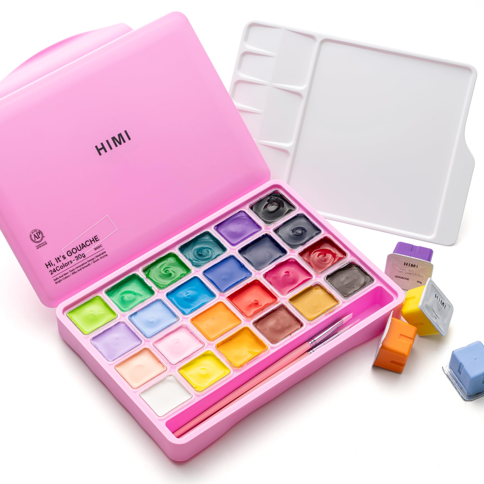 Kit de gouache HIMI 24 couleurs rose pour réussir vos aplats mats