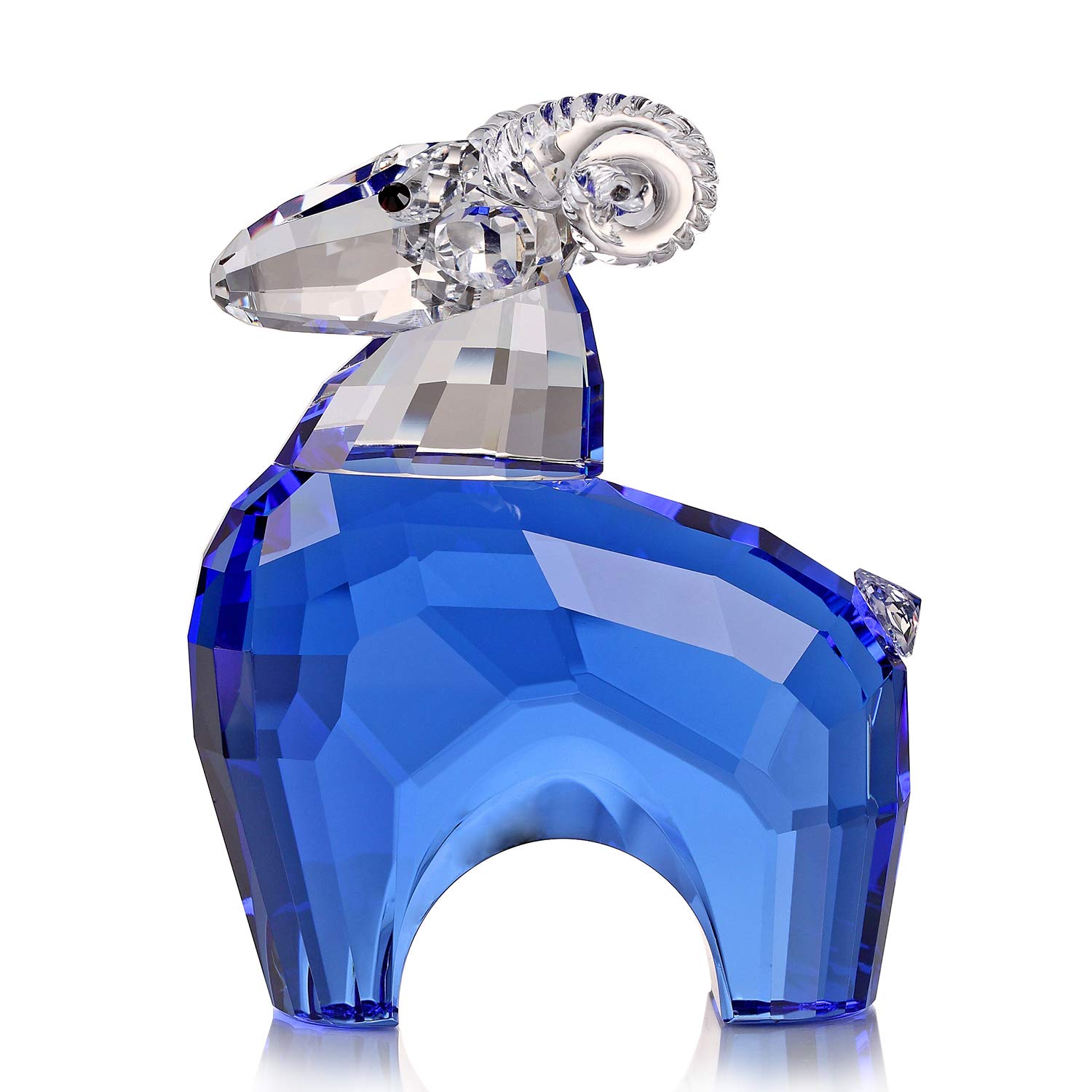 Crystal Sheep Zodiac Collectible Figurine Ornament Animal Home Decor Figurine Birthday Gifts (Blue)