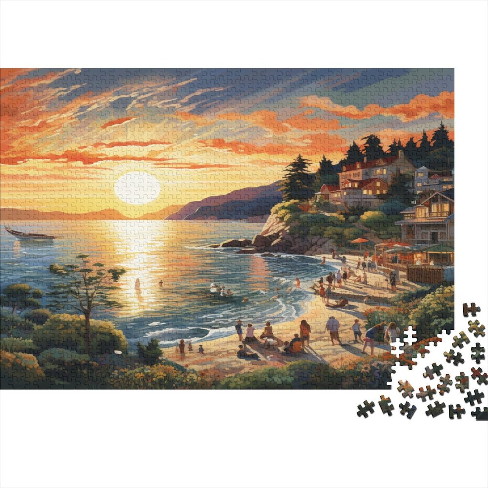 Sunset Pier Jigsaw Puzzle For Adults - 1000 Pieces, Vibrant Dock Scene, Eco-Friendly & Family Fun