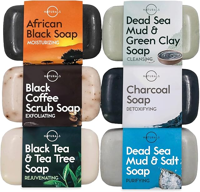 O Naturals 6-piece Soap Bar Collection - 100% Natural Soap Bar, Organic Bar Soap - Body/Face Soap Helps Acne, Moisturises & Cleanses - Organic Soap Bar Women & Men. Triple Milled Vegan Bars of Soap
