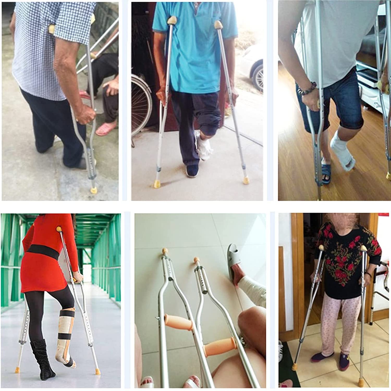 1 par de muletas médicas de Aluminio, muletas de Asistencia, 9 Niveles de Altura, muletas Ajustables para Adultos, Capacidad de Peso de 200 Libras