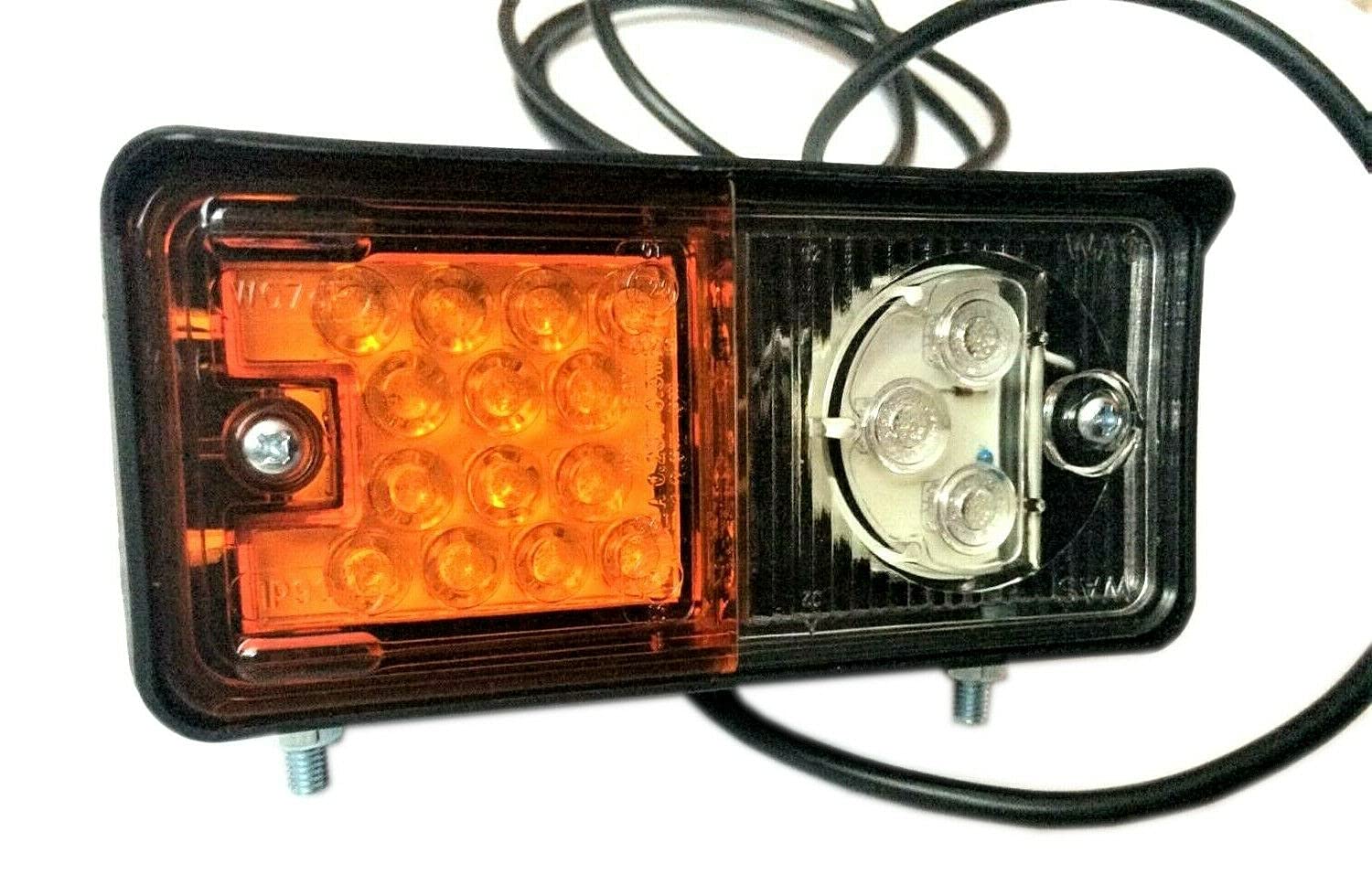 2x LED Positionsleuchte mit Blinker 12V/24V für Traktor Schlepper Gabelstapler Baumaschinen Bagger Schneepflug – rechts & links, IP66/68, E20, robustes Fahrzeuglicht