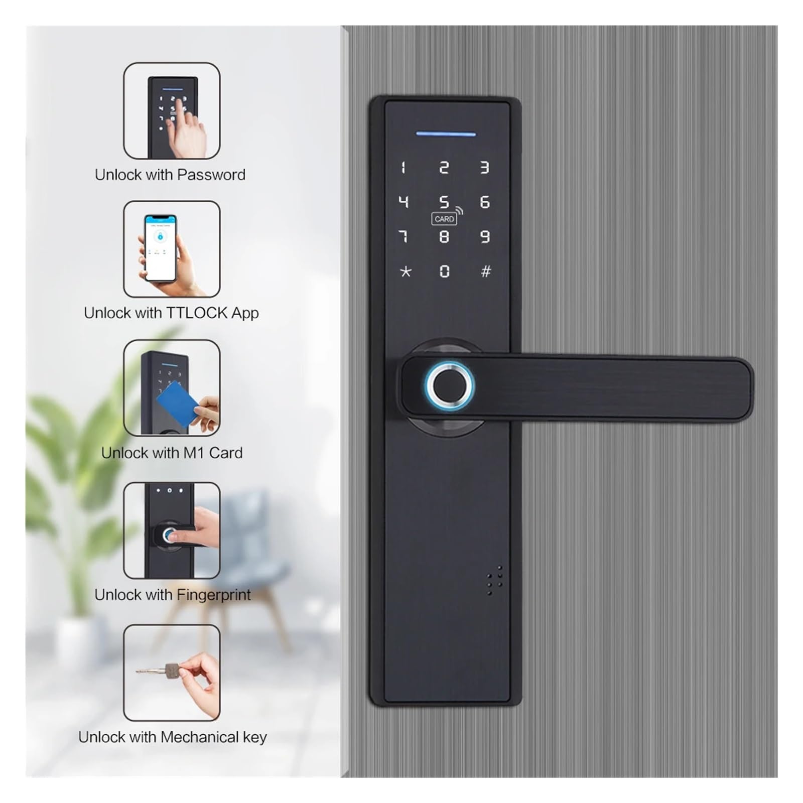 WiFi Smart Fingerabdruck-Türschloss, elektronisches Türschloss, Smart Bluetooth (240 mm, 5050)