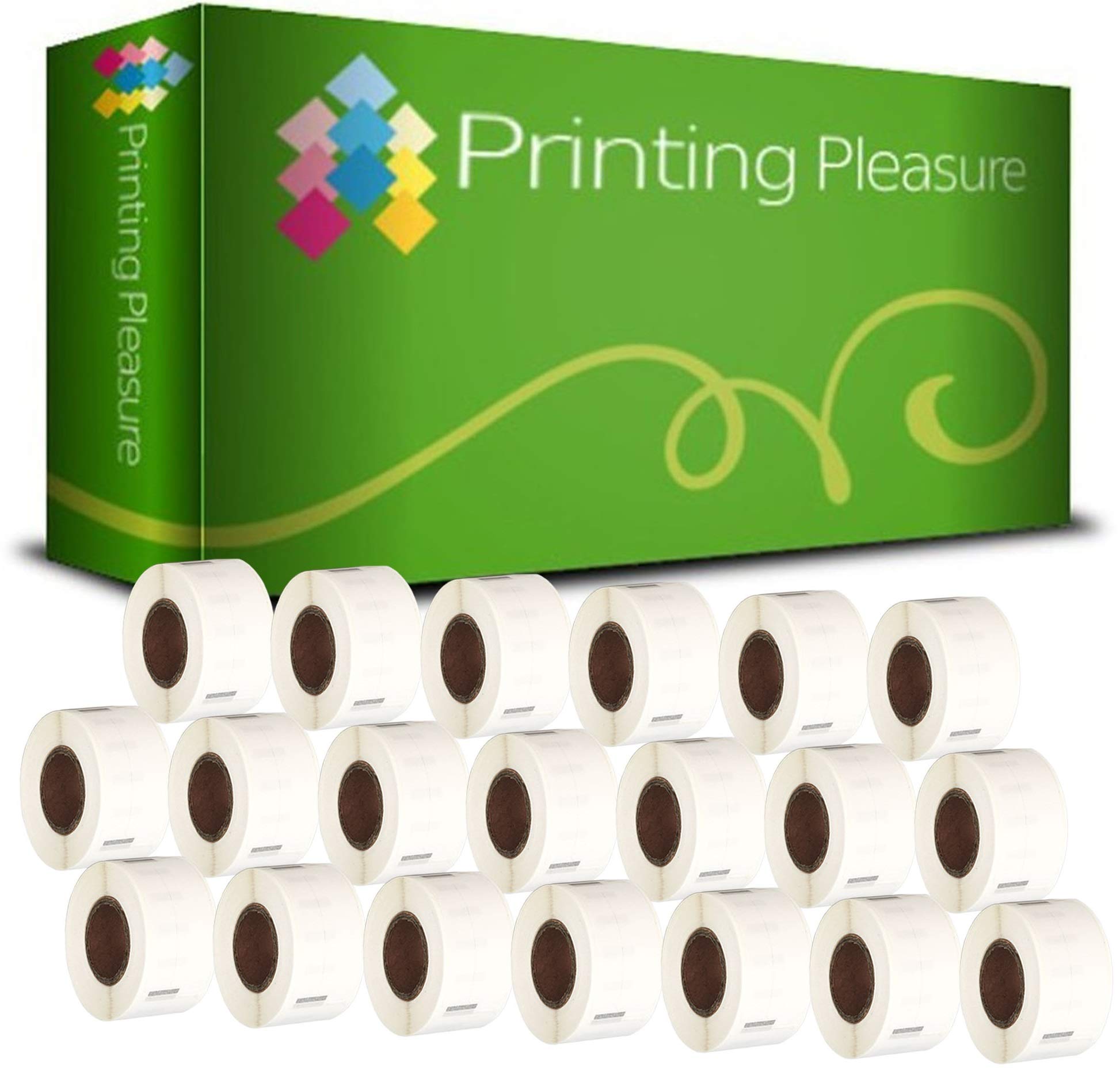 Printing Pleasure 20 x 99017 Compatible Address Labels Rolls for LabelWriter & Seiko Label Printers | 50mm x 12mm | 220 Labels per Roll | Common Use: Suspension File Labels