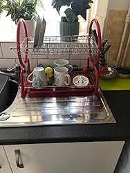 Extra Large 2 Tiers Dish Drying Rack Drainer Rack Kitchen Storage
