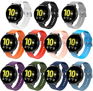 Simpeak 11-Colors Soft Silicone Band Compatible with Samsung Active 2 40mm 44mm /Galaxy Watch 5 /Watch 5 Pro /Galaxy Watch 4 /Watch 4 Classic, Men Women 20mm Watch Band Sport Bands Wristband, Large