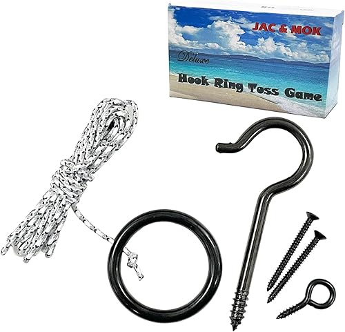 Juego de lanzamiento de gancho y anillo, kit de bricolaje, juego de lanzamiento de anillos con cuerda y ganchos para exterioresinteriores