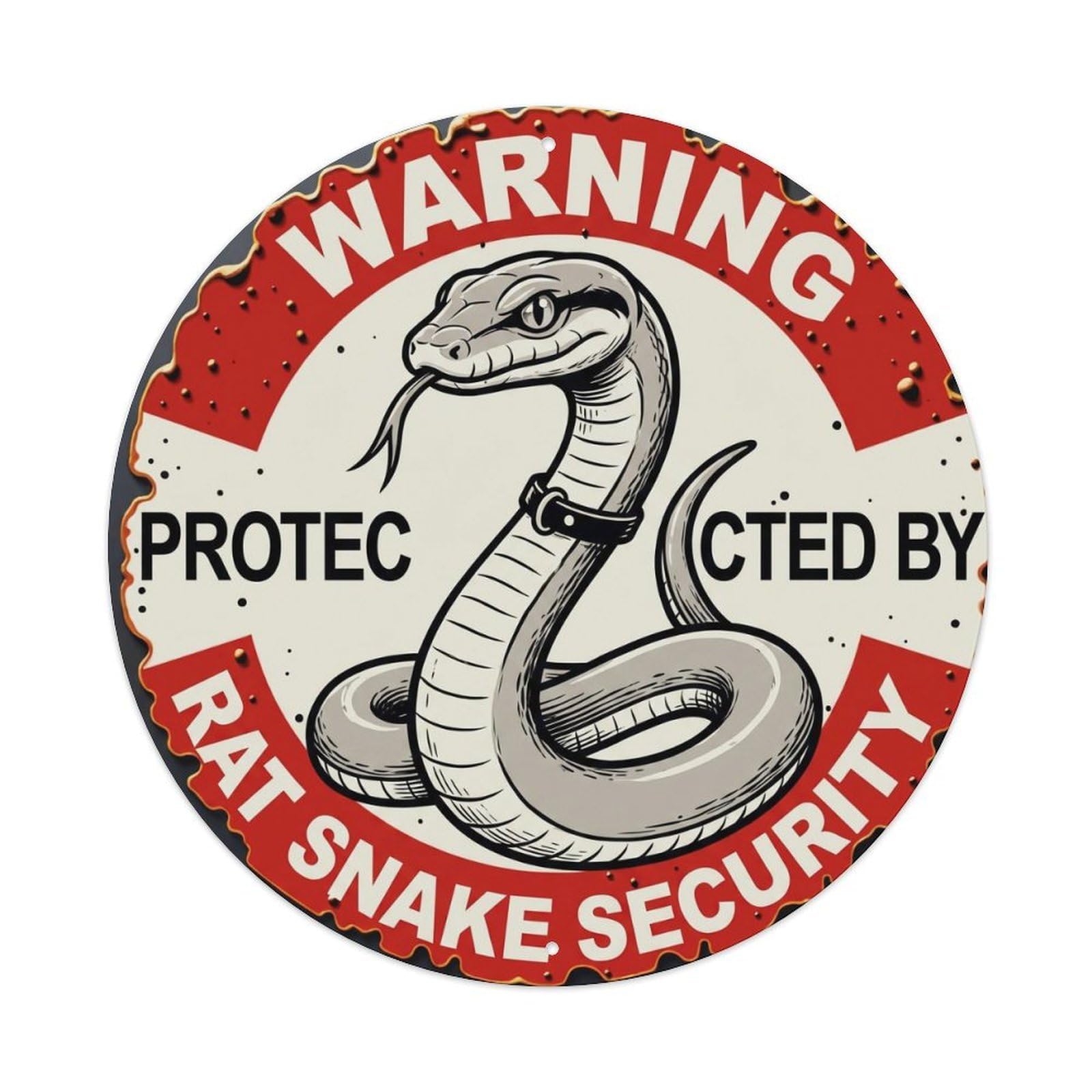 Tgrcjimh Style Metal Tin Sign Warning Protected By Rat Snake Security Vintage