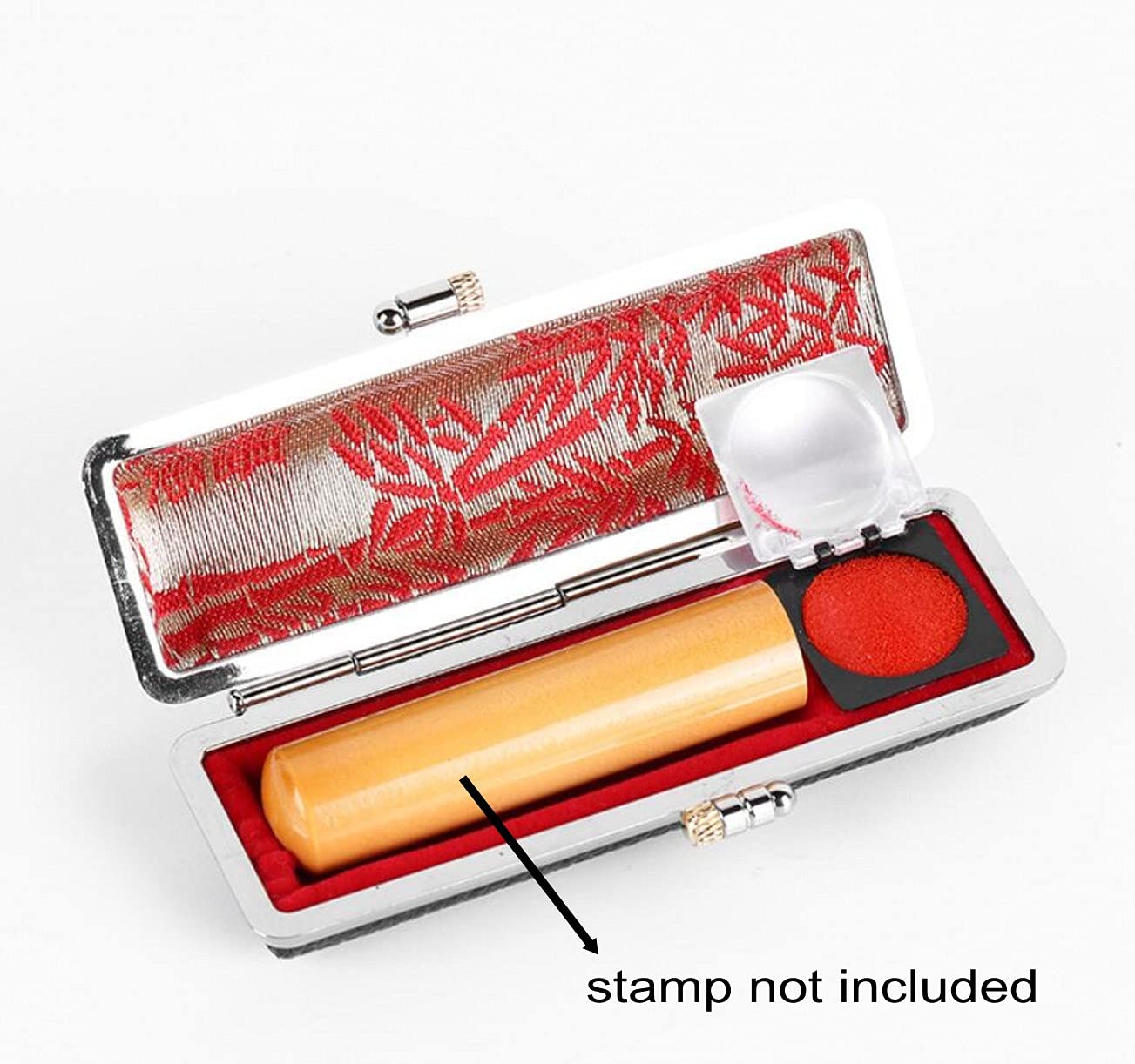 ZHONGJIUYUAN Caja de almacenamiento rectangular portátil para sellos redondos de nombre chino con almohadilla de tinta roja, mini sellos de metal de madera, organizador de joyas, (negro, 0 ~ 18 mm), 1