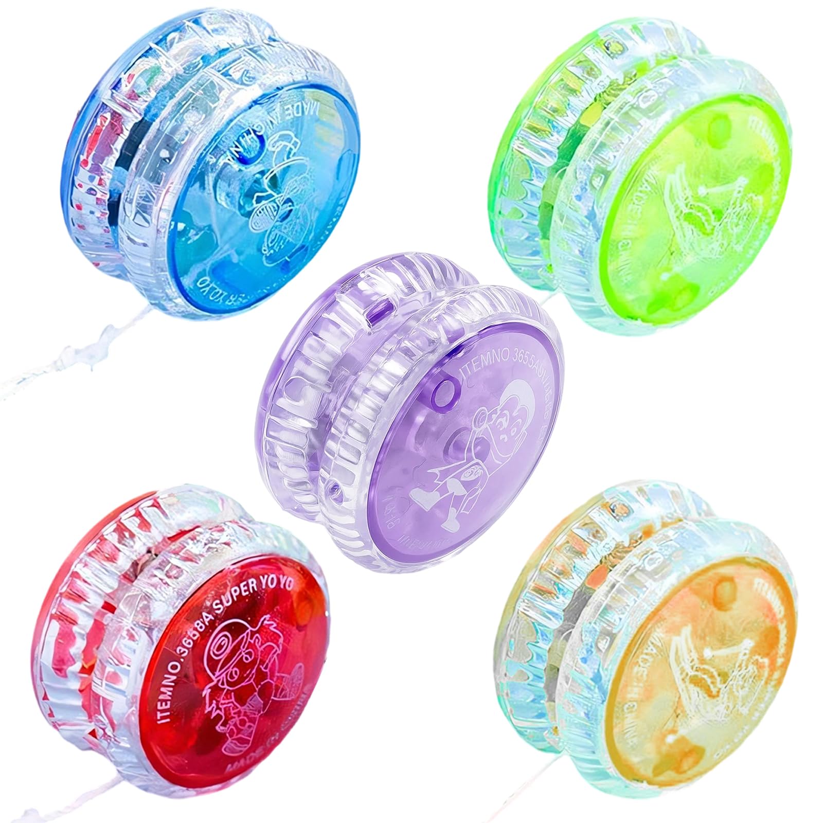 5 Pack Colorful Yoyo Set for Kids, Beginner-Friendly Responsive Yo-Yo Toys, Perfect for Learning Basic Tricks and 2A Style Play, Assorted Colors (Random)