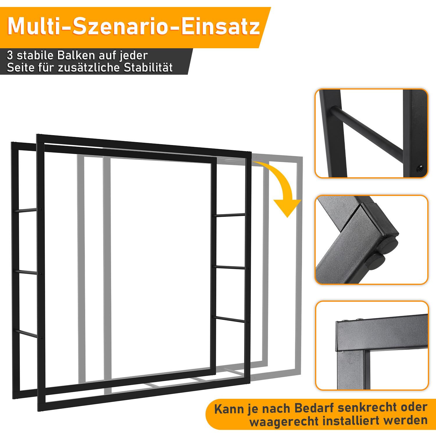 Kaminholzständer Kaminholzregal Aussen 100x100x25cm Extra Großes aus Metall Brennholzregal für Innen & Außen Holzlager für Holzscheite