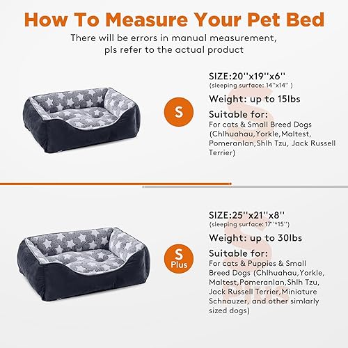 Miniatura 6 de GASUR Cama rectangular para perros medianos y pequeños, lavable a máquina, sofá para dormir, parte inferior antideslizante, camas para gatos de